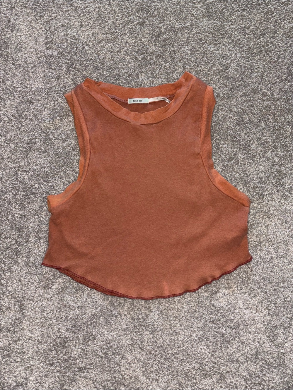 SizeXS-100%Cotton-KimchiBlue-Sleeveless Rust Crop Tank Top